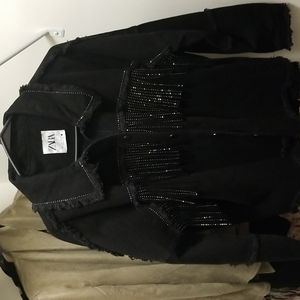Zara fringe denim jacket
